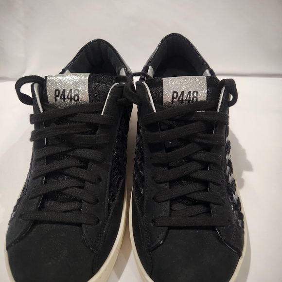 P448 Black and Silver John Rombo‎ Women's Sneakers - Picture 2 of 9